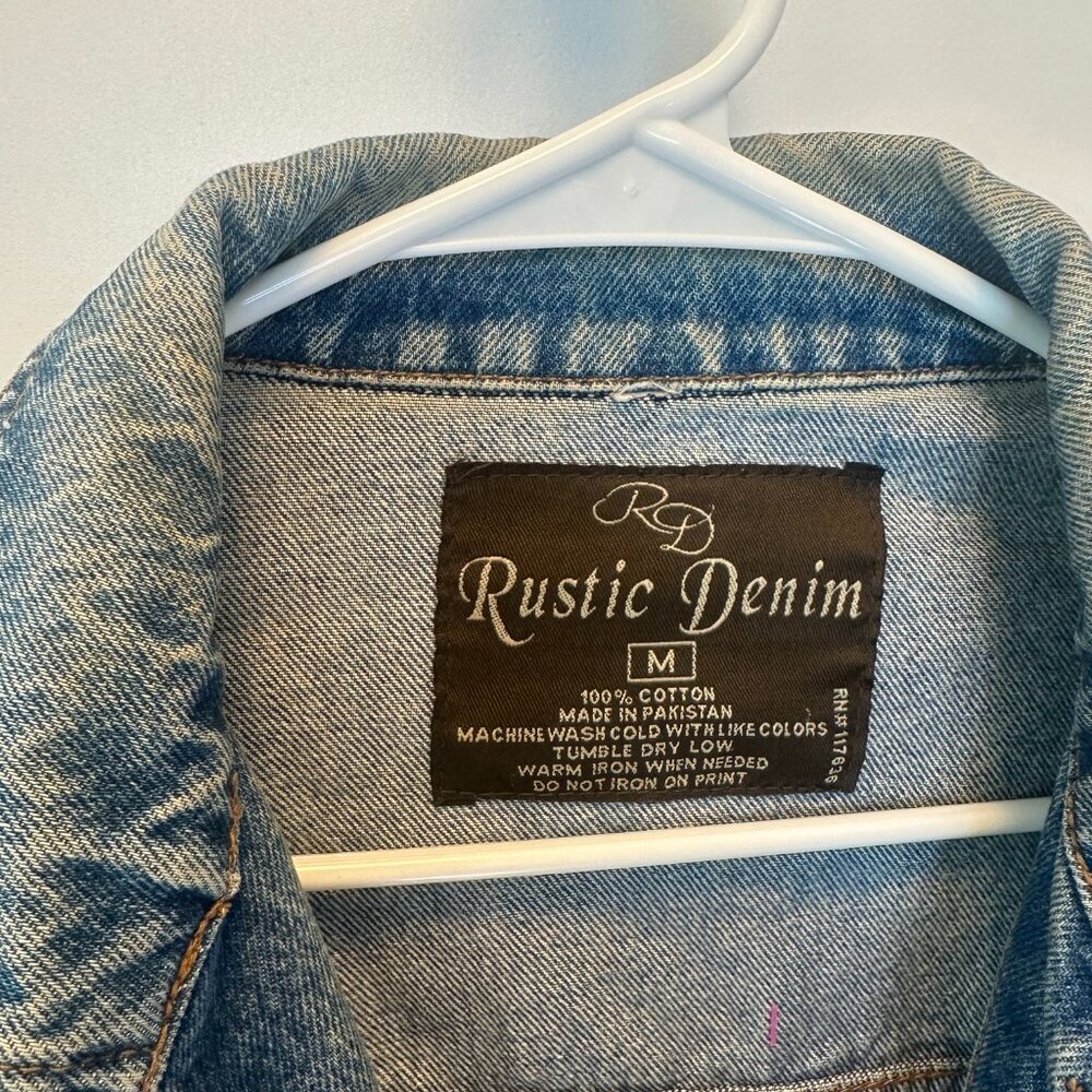 Vintage Rustic Denim Women’s Jean Jacket Denim Biker Size Medium - Picture 2 of 4